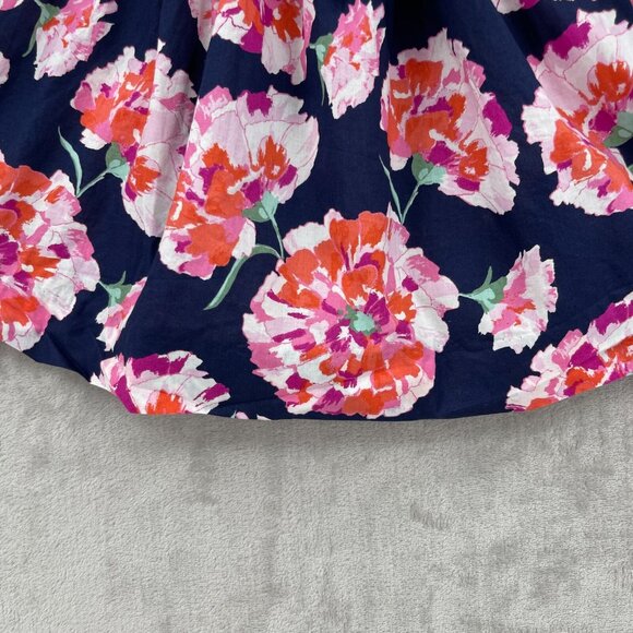 Janie and Jack Months Navy Pink Floral Cotton Sun Dress Ruffle Bow - Picture 4 of 9